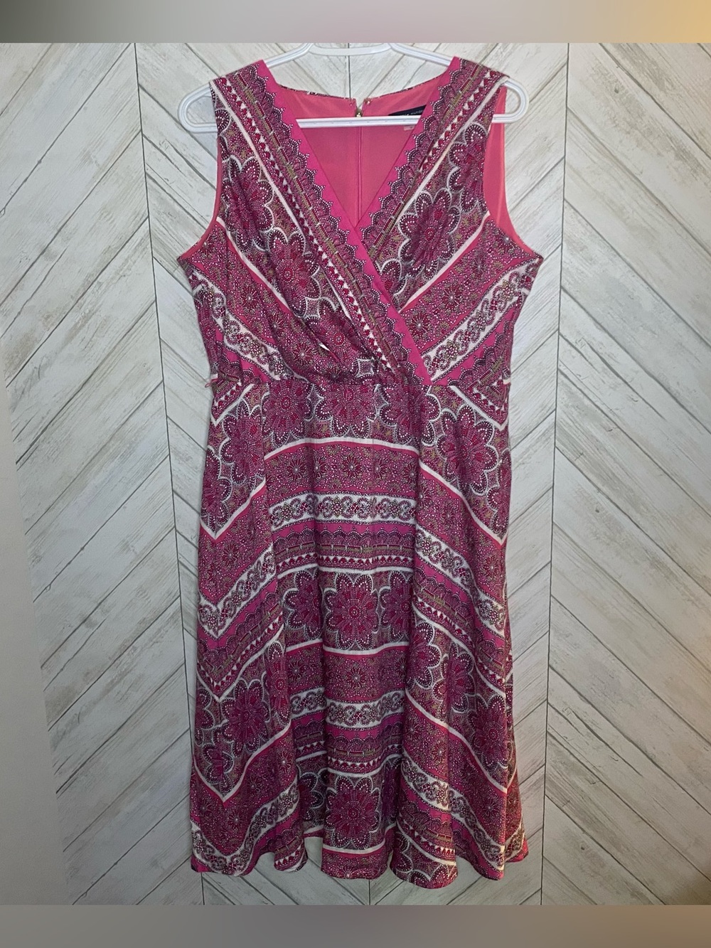 Tommy Hilfiger Fuchsia Paisley Sleeveless Wrap Dress